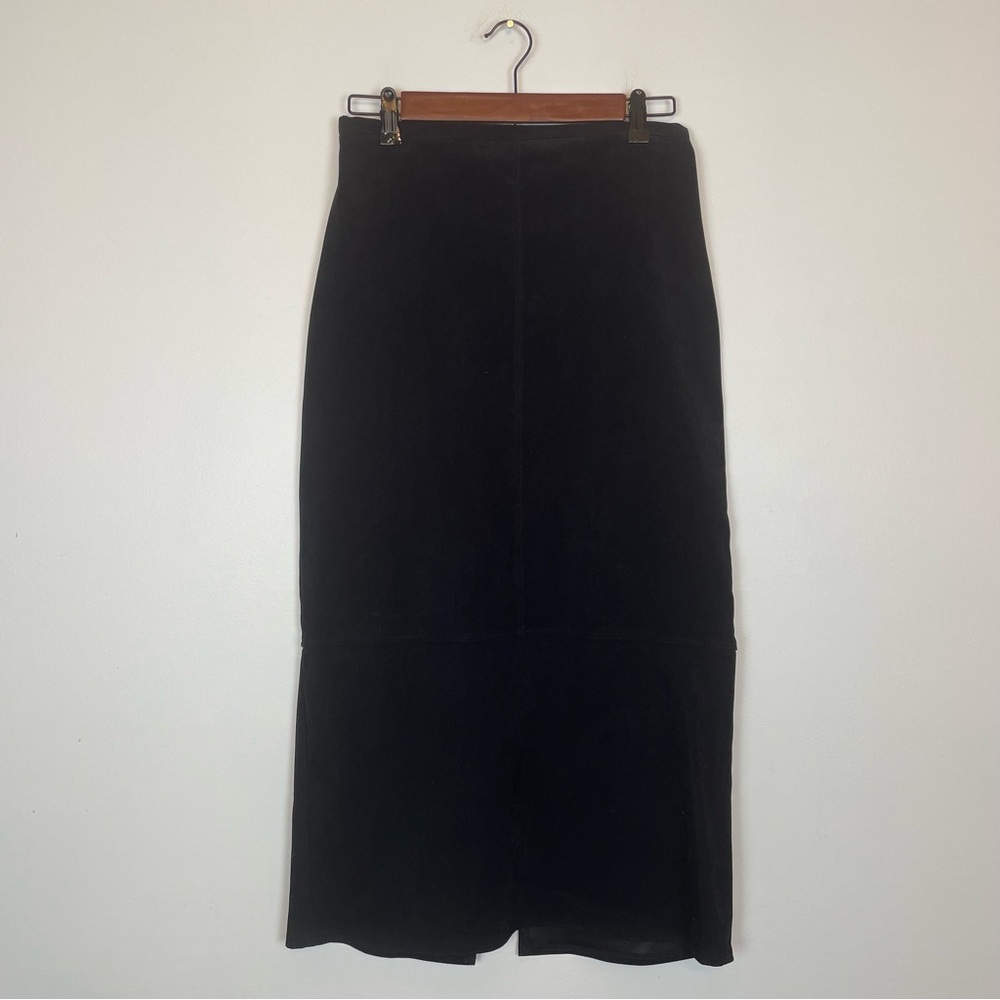 Vintage City Life Petites Black Midi Skirt Size 8P High Waist